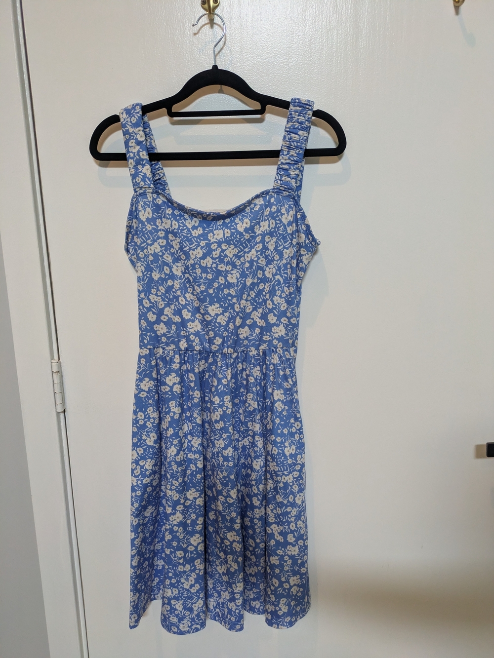 Blue Floral Sundress with Wide Straps